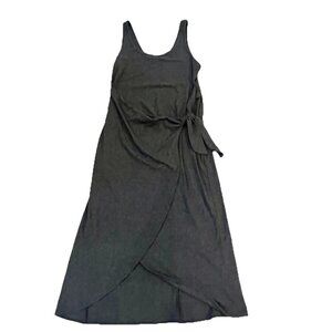 NINE BRITTON Women’s Amber Maternity Knit Midi Wrap Dress Size Large Grey Ribbed